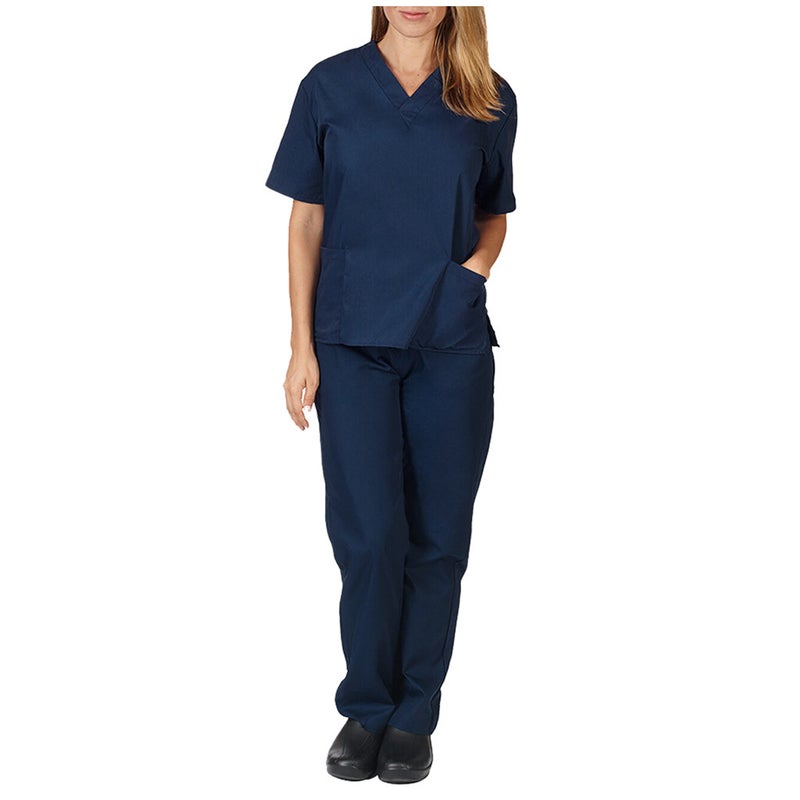 New Style Solid Color Pocket V-Neck Nursing Work Uniform Nurse Clothes Two-Piece Set Suit Women - Image 5
